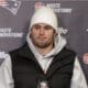 New England Patriots right end Hunter Henry speaks to reporters after the team's 24-21 loss to the Buffalo Bills